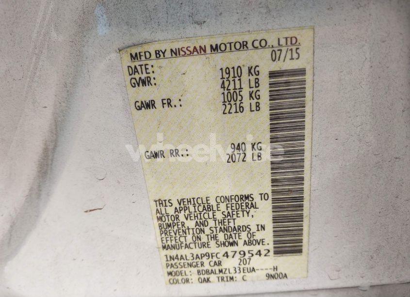 Photo 9 of 2015 Nissan Altima 2.5 SV (VIN 1N4AL3AP9FC479542)