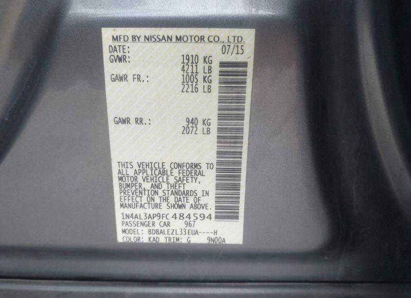 Photo 9 of 2015 Nissan Altima 2.5 S (VIN 1N4AL3AP9FC484594)