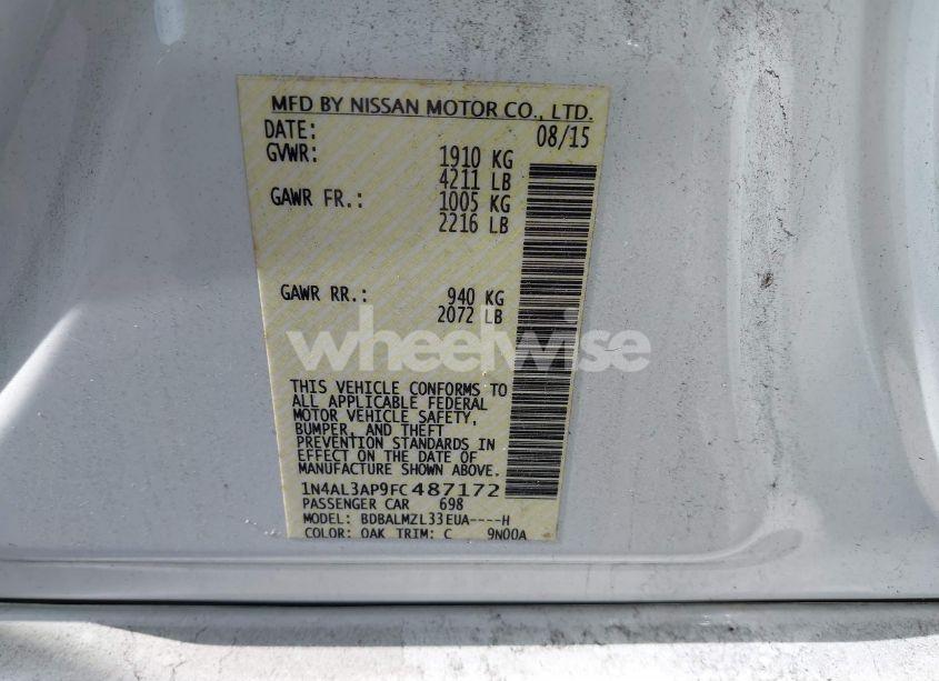 Photo 9 of 2015 Nissan Altima 2.5 SV (VIN 1N4AL3AP9FC487172)