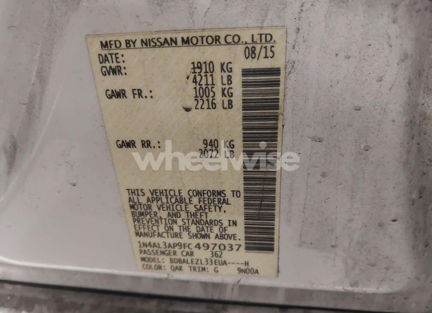 Photo 9 of 2015 Nissan Altima 2.5/2.5 S/2.5 SL/2.5 SV (VIN 1N4AL3AP9FC497037)