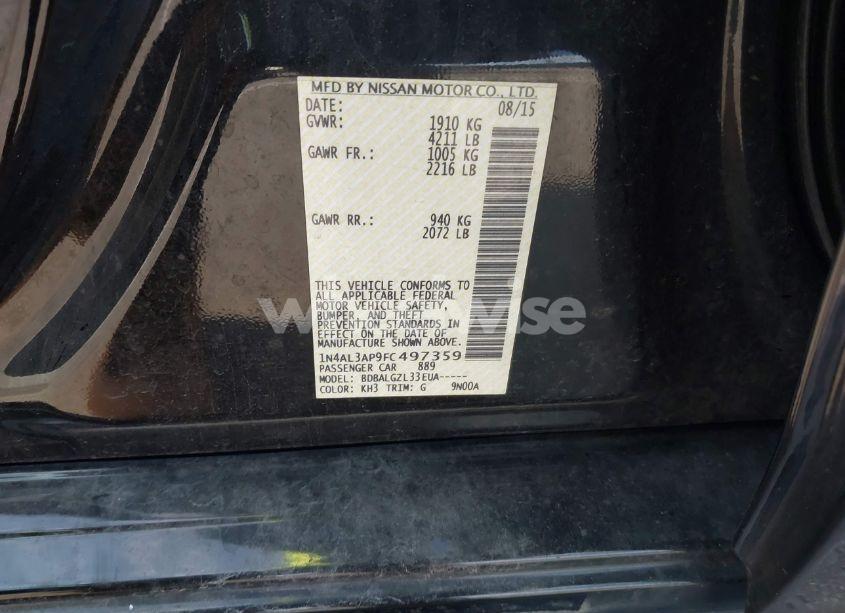 Photo 9 of 2015 Nissan Altima 2.5/2.5 S/2.5 SL/2.5 SV (VIN 1N4AL3AP9FC497359)