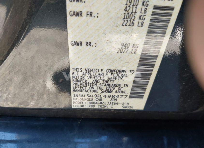 Photo 9 of 2015 Nissan Altima 2.5 SV (VIN 1N4AL3AP9FC498477)