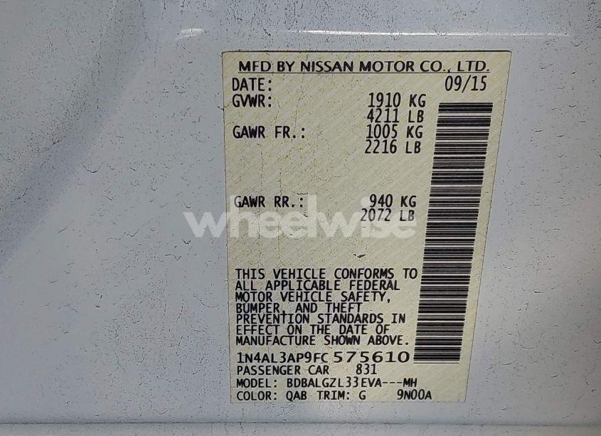 Photo 9 of 2015 Nissan Altima 2.5 S (VIN 1N4AL3AP9FC575610)