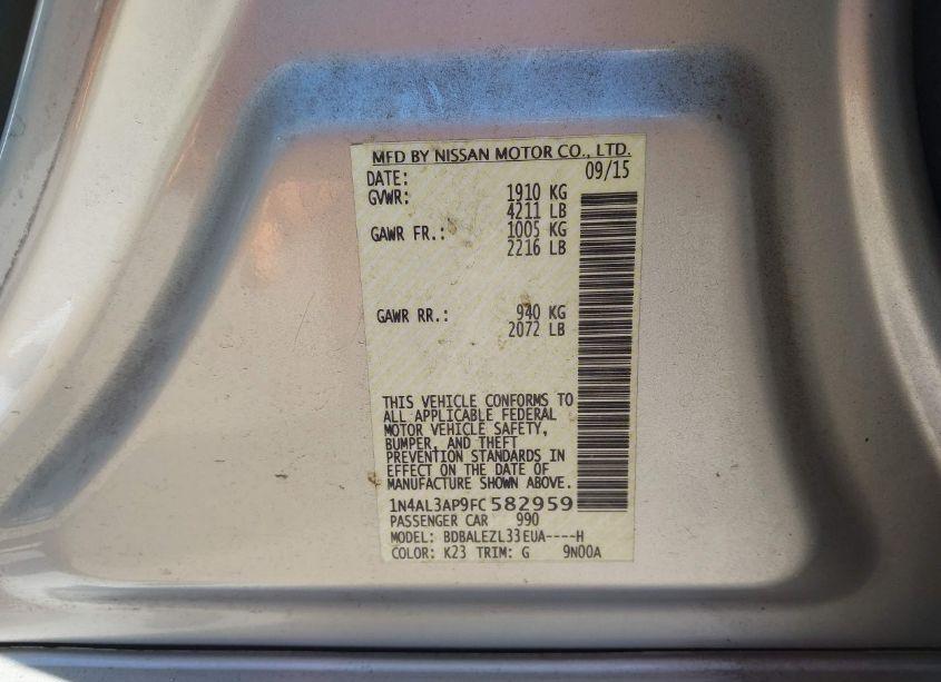 Photo 9 of 2015 Nissan Altima 2.5 S (VIN 1N4AL3AP9FC582959)