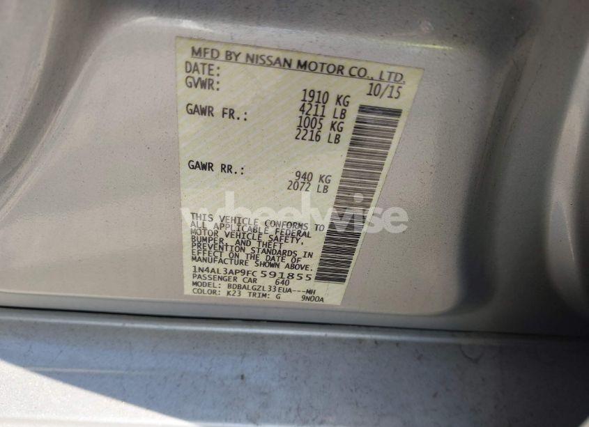 Photo 9 of 2015 Nissan Altima 2.5 S (VIN 1N4AL3AP9FC591855)