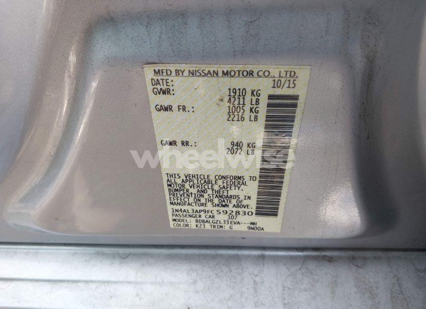 Photo 9 of 2015 Nissan Altima 2.5 S (VIN 1N4AL3AP9FC592830)