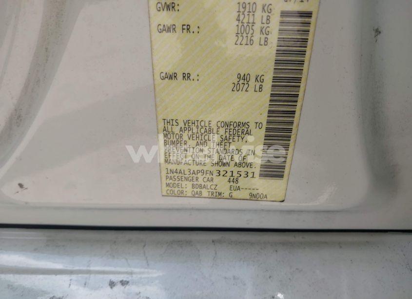 Photo 9 of 2015 Nissan Altima 2.5 S (VIN 1N4AL3AP9FN321531)