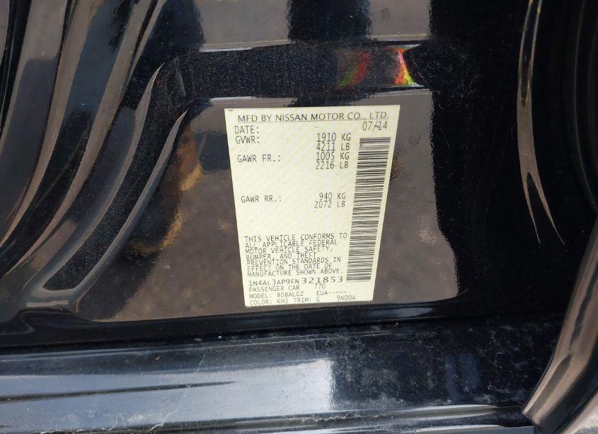 Photo 9 of 2015 Nissan Altima 2.5/2.5 S/2.5 SL/2.5 SV (VIN 1N4AL3AP9FN321853)