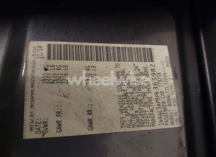 Photo 9 of 2015 Nissan Altima 2.5 SL (VIN 1N4AL3AP9FN365982)