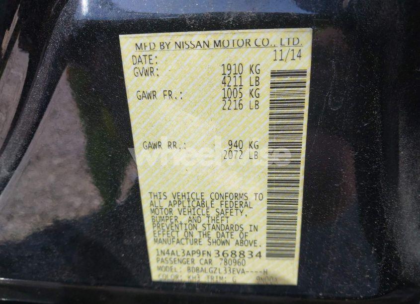 Photo 9 of 2015 Nissan Altima 2.5 S (VIN 1N4AL3AP9FN368834)