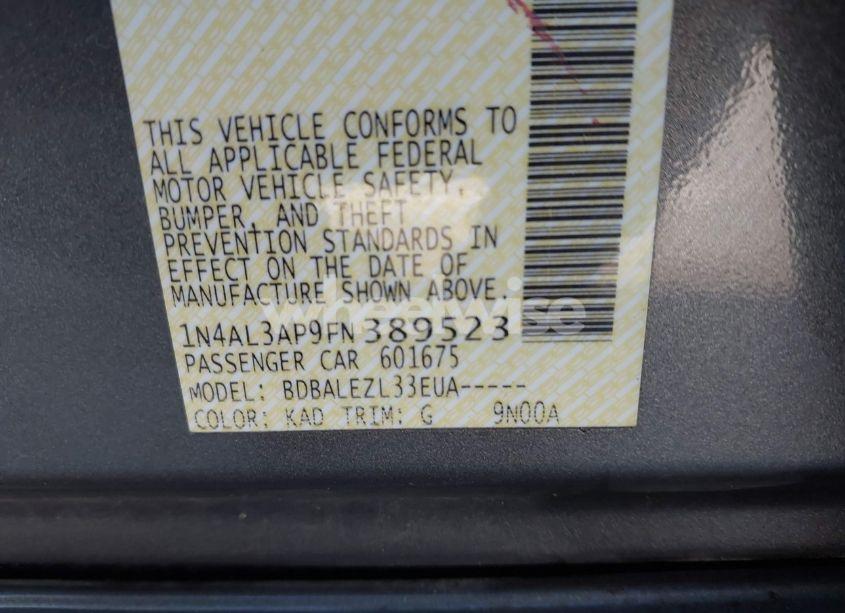 Photo 9 of 2015 Nissan Altima 2.5/2.5 S/2.5 SL/2.5 SV (VIN 1N4AL3AP9FN389523)