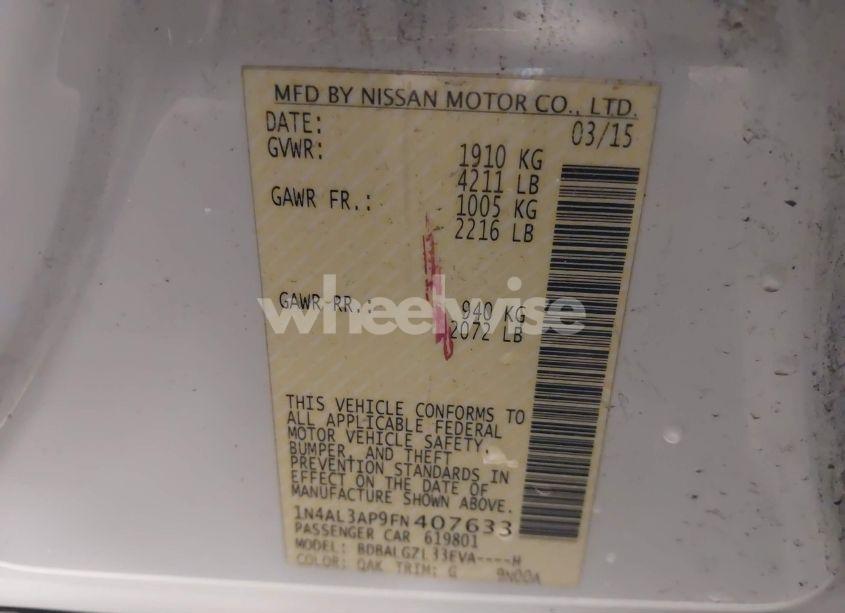 Photo 9 of 2015 Nissan Altima 2.5 S (VIN 1N4AL3AP9FN407633)