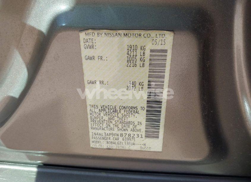 Photo 9 of 2015 Nissan Altima 2.5 S (VIN 1N4AL3AP9FN878231)