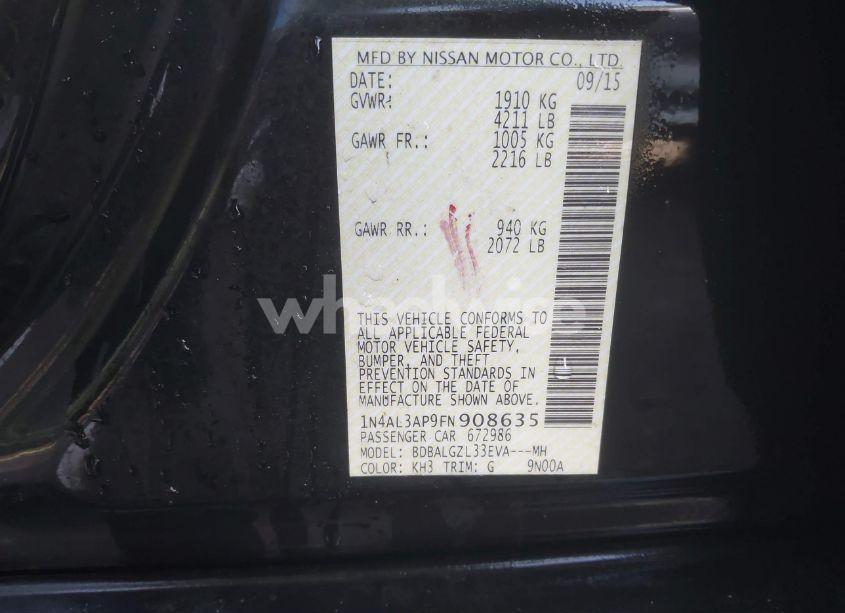 Photo 9 of 2015 Nissan Altima 2.5 S (VIN 1N4AL3AP9FN908635)