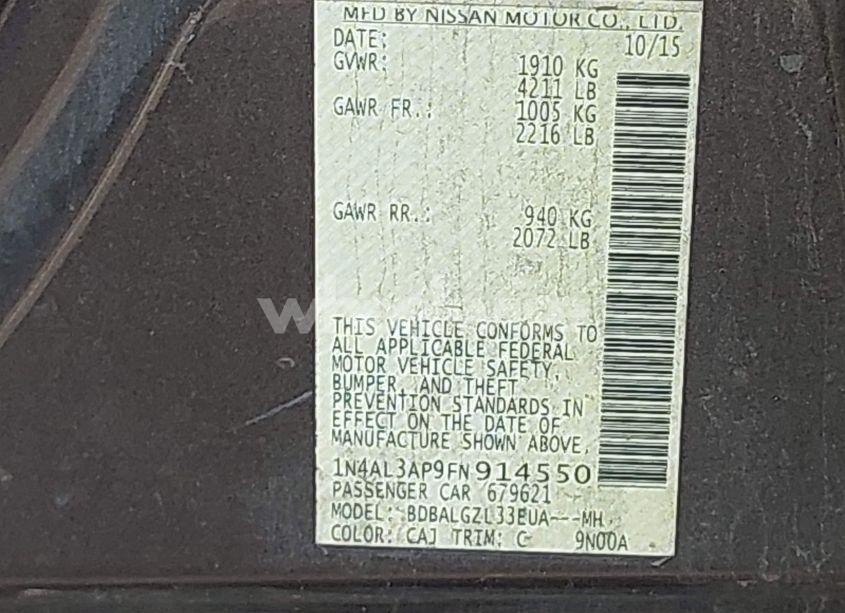 Photo 9 of 2015 Nissan Altima 2.5 S (VIN 1N4AL3AP9FN914550)