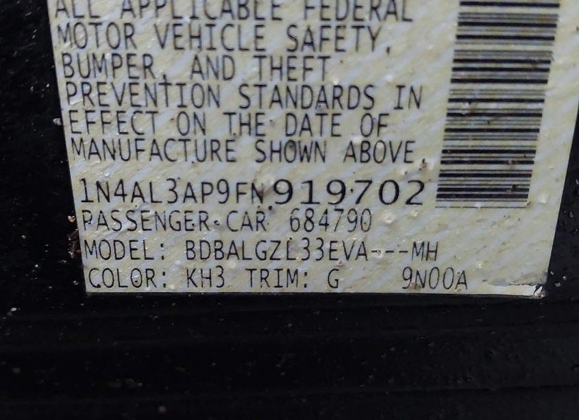 Photo 9 of 2015 Nissan Altima 2.5 S (VIN 1N4AL3AP9FN919702)