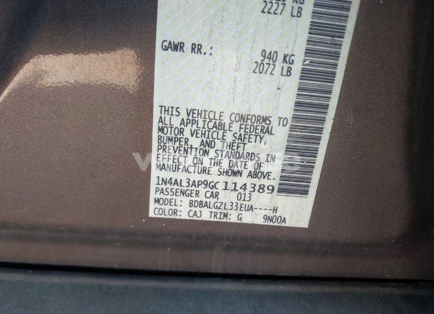 Photo 9 of 2016 Nissan Altima 2.5 S (VIN 1N4AL3AP9GC114389)