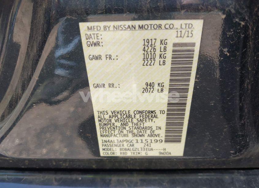 Photo 9 of 2016 Nissan Altima 2.5 S (VIN 1N4AL3AP9GC115199)