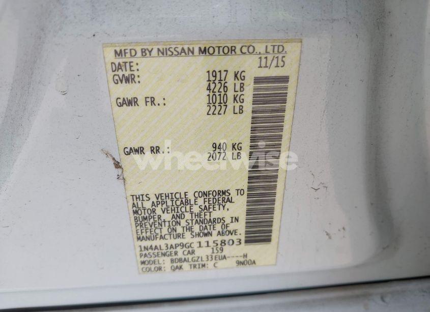 Photo 9 of 2016 Nissan Altima 2.5 S (VIN 1N4AL3AP9GC115803)