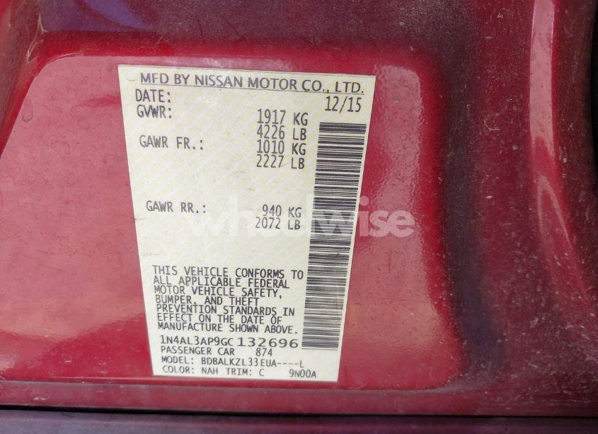 Photo 9 of 2016 Nissan Altima 2.5 SV (VIN 1N4AL3AP9GC132696)