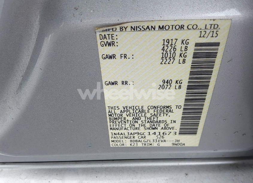 Photo 9 of 2016 Nissan Altima 2.5 S (VIN 1N4AL3AP9GC141673)