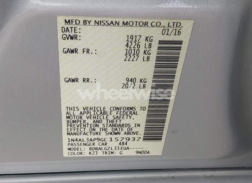 Photo 9 of 2016 Nissan Altima 2.5/2.5 S/2.5 SL/2.5 SR/2.5 SV (VIN 1N4AL3AP9GC157937)