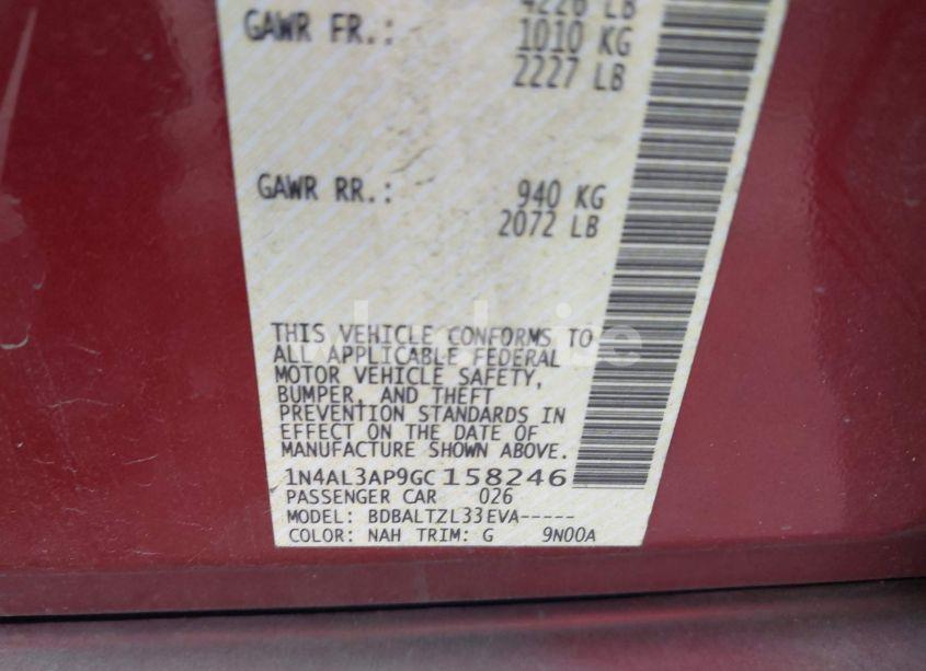 Photo 9 of 2016 Nissan Altima 2.5 SL (VIN 1N4AL3AP9GC158246)