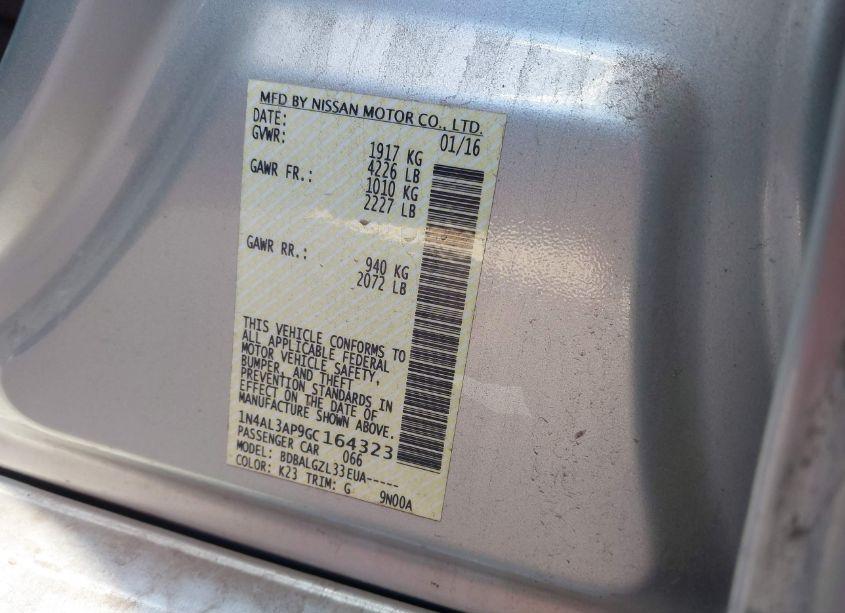 Photo 9 of 2016 Nissan Altima 2.5 S (VIN 1N4AL3AP9GC164323)