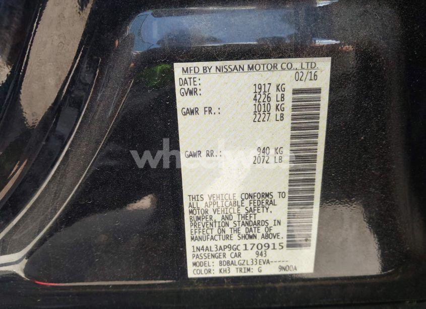 Photo 9 of 2016 Nissan Altima (VIN 1N4AL3AP9GC170915)