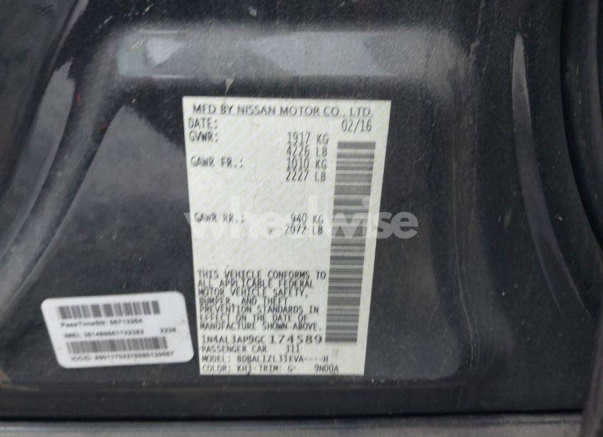 Photo 9 of 2016 Nissan Altima 2.5 SV (VIN 1N4AL3AP9GC174589)