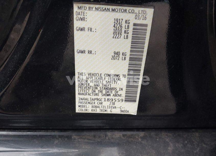 Photo 9 of 2016 Nissan Altima 2.5 SL (VIN 1N4AL3AP9GC189559)