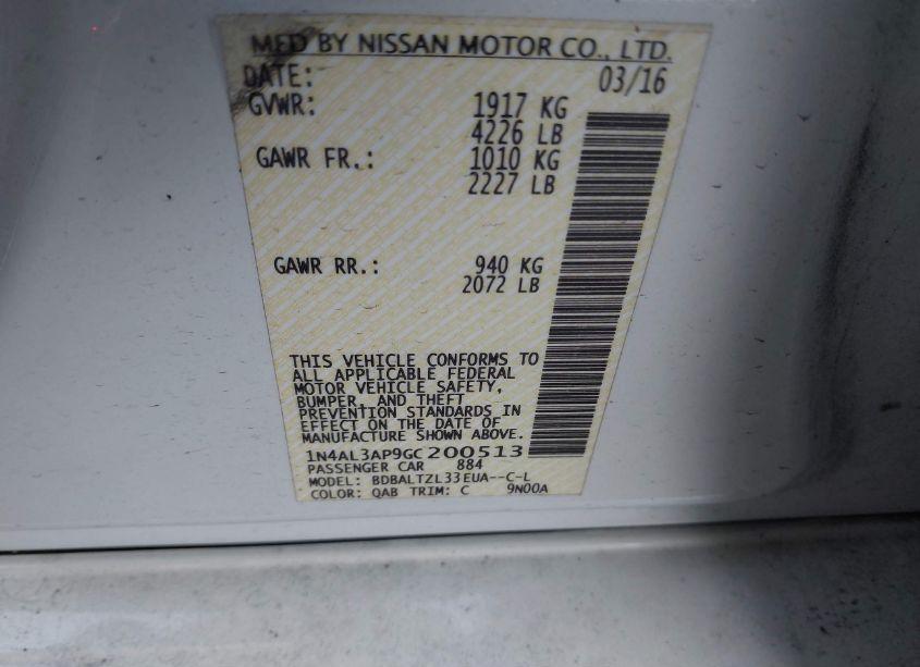 Photo 9 of 2016 Nissan Altima 2.5 SL (VIN 1N4AL3AP9GC200513)