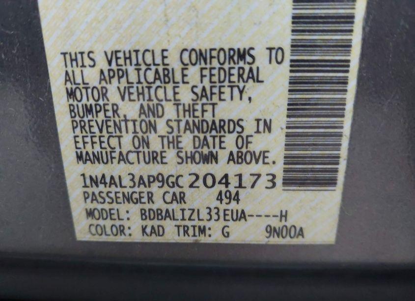 Photo 9 of 2016 Nissan Altima 2.5 SV (VIN 1N4AL3AP9GC204173)