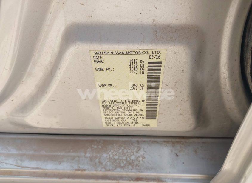 Photo 9 of 2016 Nissan Altima 2.5/2.5 S/2.5 SL/2.5 SR/2.5 SV (VIN 1N4AL3AP9GC225279)