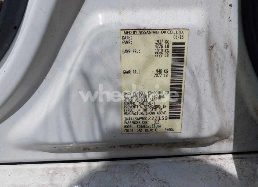 Photo 9 of 2016 Nissan Altima 2.5/2.5 S/2.5 SL/2.5 SR/2.5 SV (VIN 1N4AL3AP9GC227159)