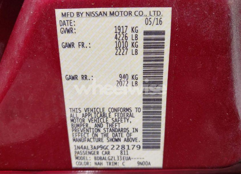 Photo 9 of 2016 Nissan Altima (VIN 1N4AL3AP9GC228179)