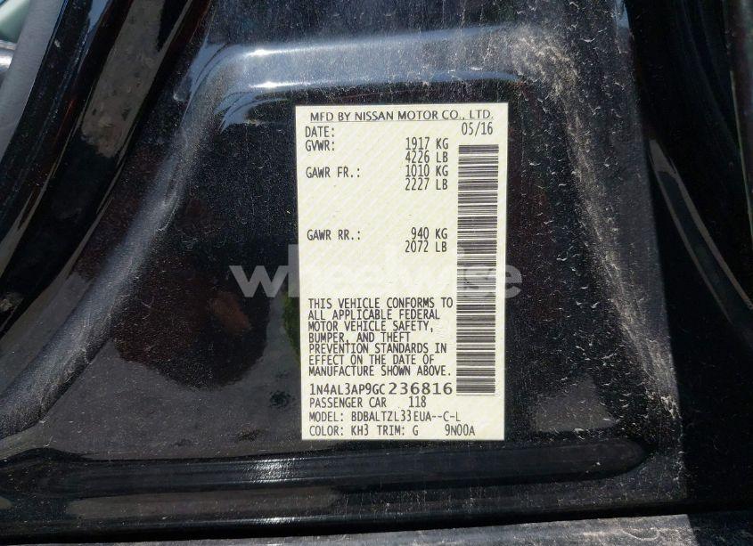 Photo 9 of 2016 Nissan Altima 2.5 SL (VIN 1N4AL3AP9GC236816)