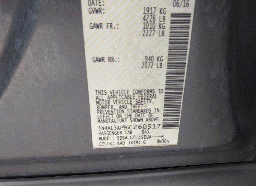 Photo 9 of 2016 Nissan Altima 2.5 S (VIN 1N4AL3AP9GC260517)