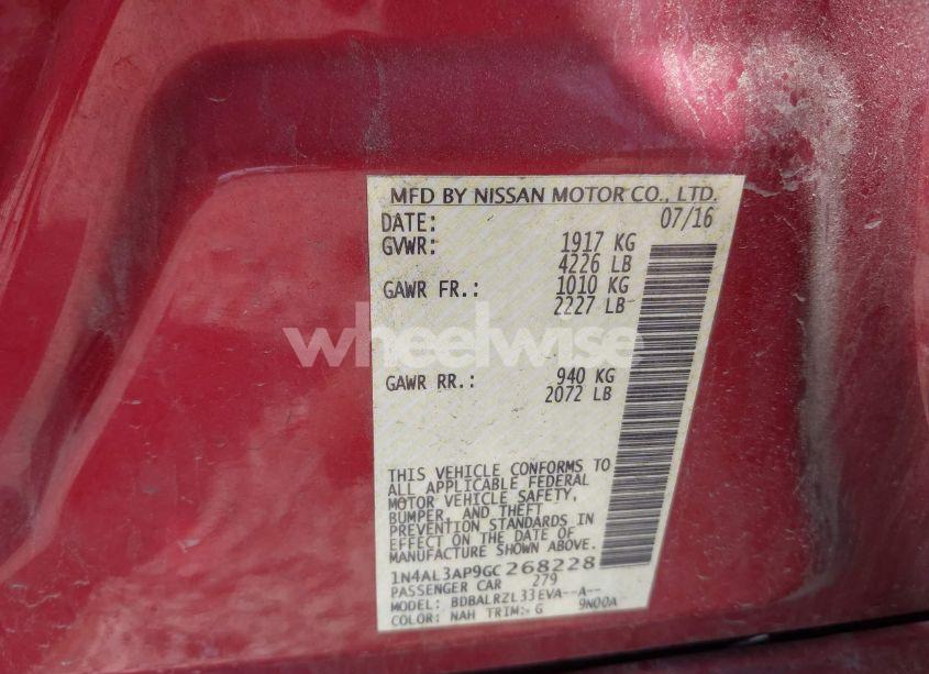 Photo 9 of 2016 Nissan Altima 2.5 SL (VIN 1N4AL3AP9GC268228)