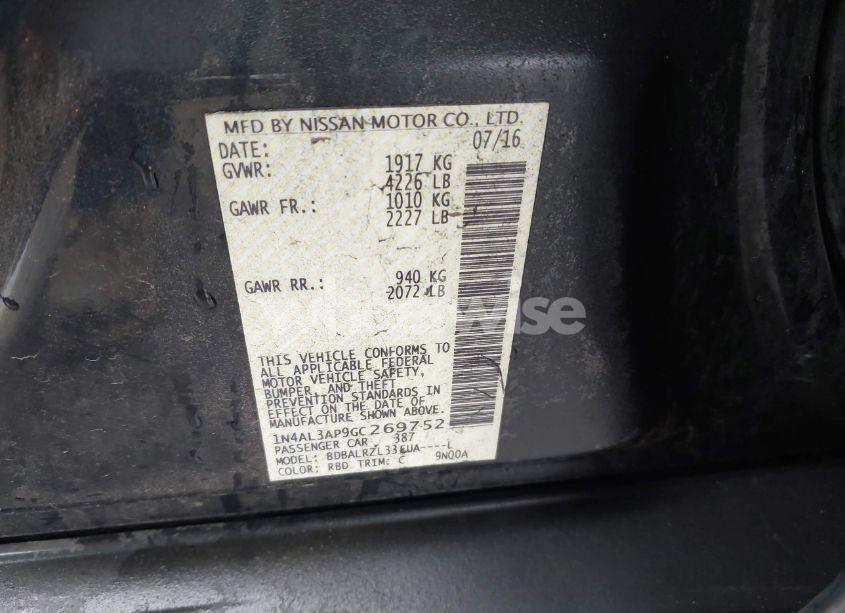 Photo 9 of 2016 Nissan Altima 2.5 SL (VIN 1N4AL3AP9GC269752)