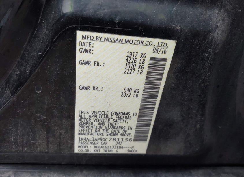 Photo 9 of 2016 Nissan Altima 2.5 S (VIN 1N4AL3AP9GC281156)