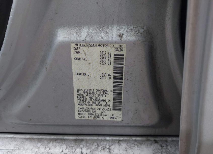 Photo 9 of 2016 Nissan Altima 2.5 SV (VIN 1N4AL3AP9GC287622)