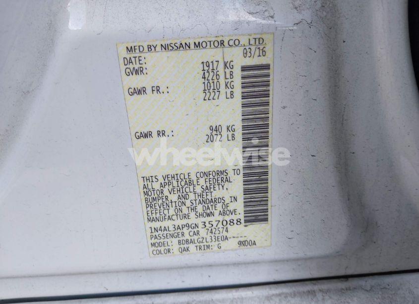 Photo 9 of 2016 Nissan Altima 2.5 S (VIN 1N4AL3AP9GN357088)