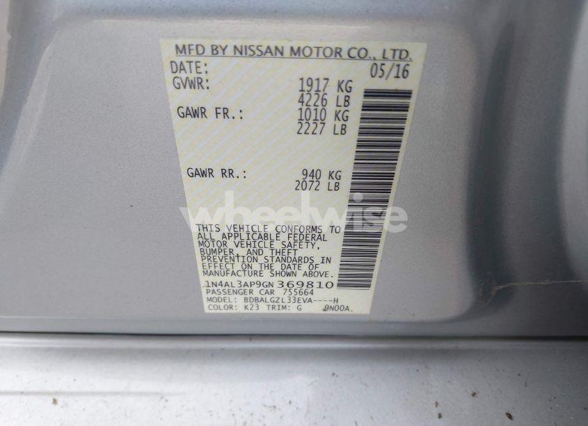 Photo 9 of 2016 Nissan Altima 2.5 S (VIN 1N4AL3AP9GN369810)