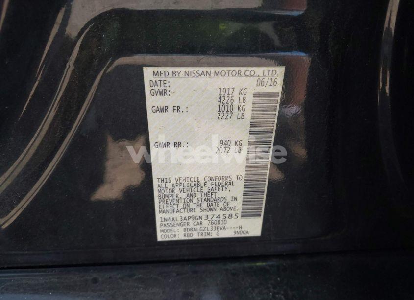 Photo 9 of 2016 Nissan Altima 2.5 S (VIN 1N4AL3AP9GN374585)