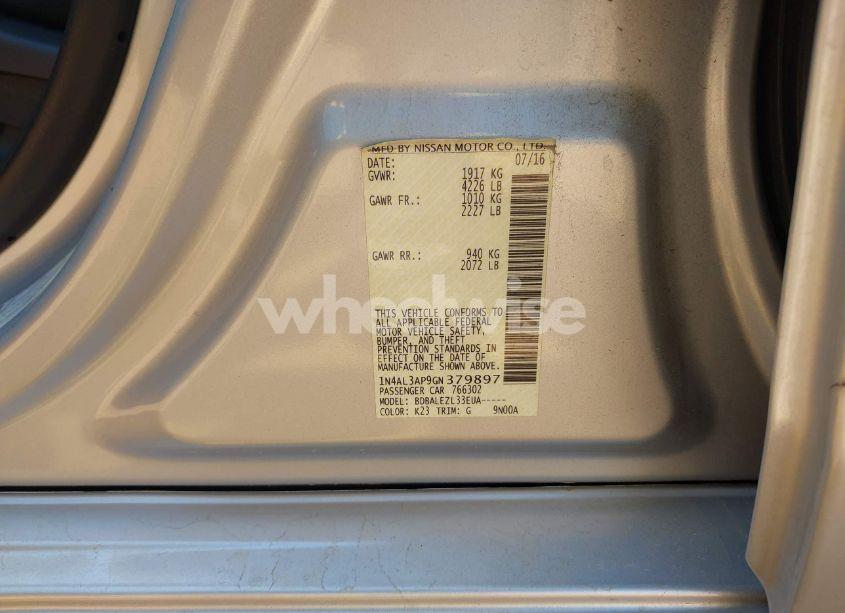 Photo 9 of 2016 Nissan Altima 2.5/2.5 S/2.5 SL/2.5 SR/2.5 SV (VIN 1N4AL3AP9GN379897)