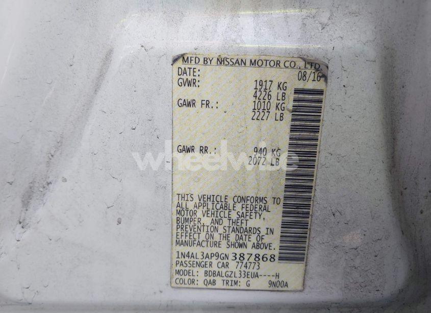 Photo 9 of 2016 Nissan Altima 2.5 S (VIN 1N4AL3AP9GN387868)