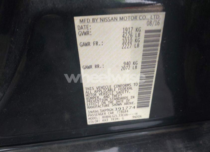 Photo 9 of 2016 Nissan Altima 2.5 S (VIN 1N4AL3AP9GN391774)