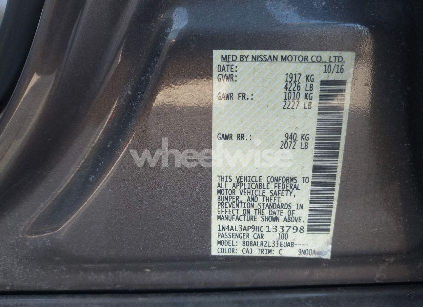 Photo 9 of 2017 Nissan Altima 2.5 SL (VIN 1N4AL3AP9HC133798)