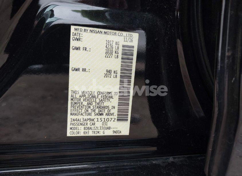 Photo 9 of 2017 Nissan Altima 2.5 SV (VIN 1N4AL3AP9HC151072)